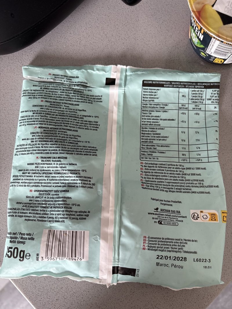 Foto da tabela nutricional