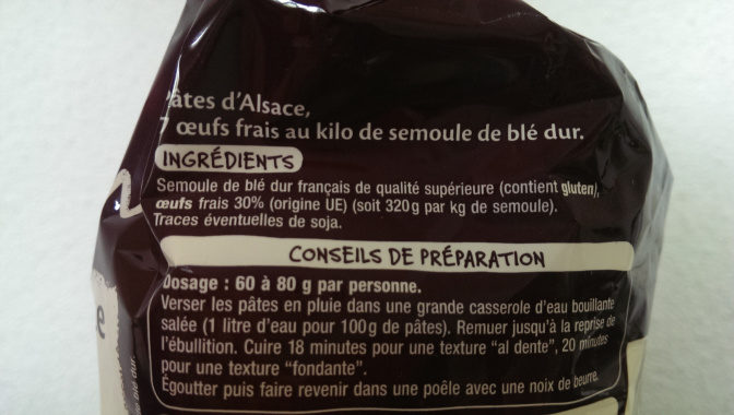 Foto da lista de ingredientes