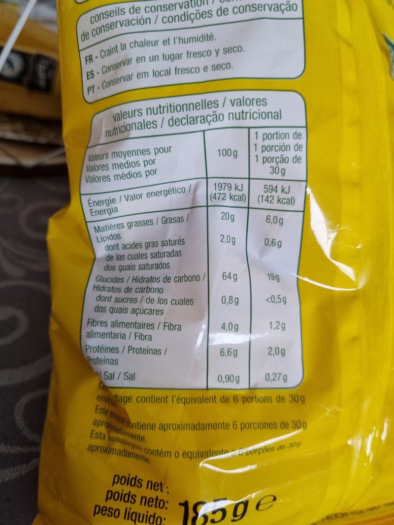 Foto da tabela nutricional