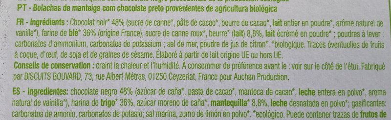 Foto da lista de ingredientes