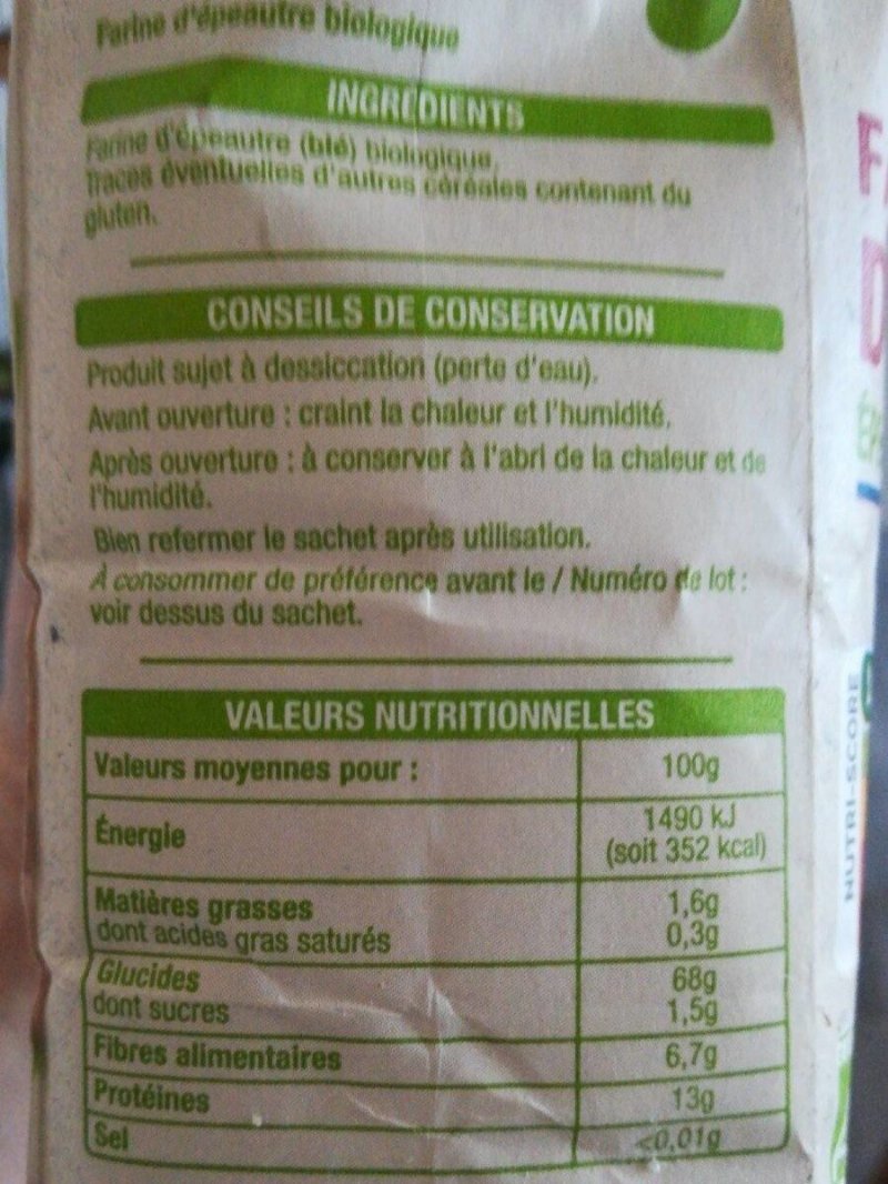 Foto da tabela nutricional