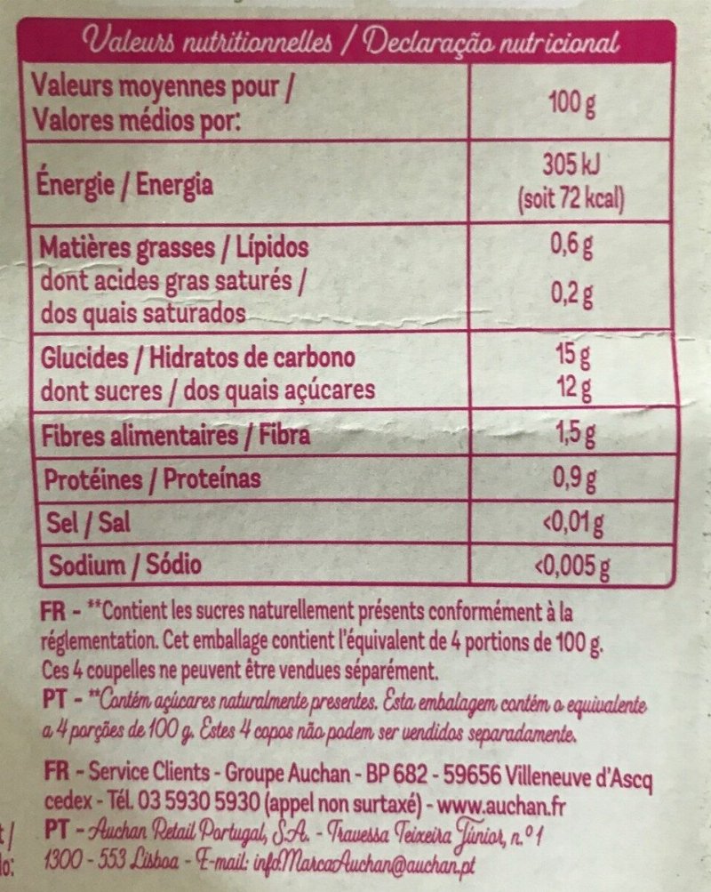Foto da tabela nutricional