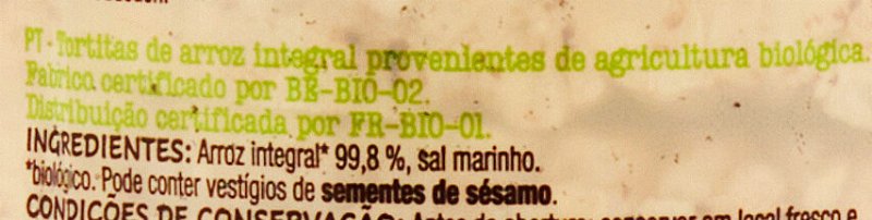 Foto da lista de ingredientes