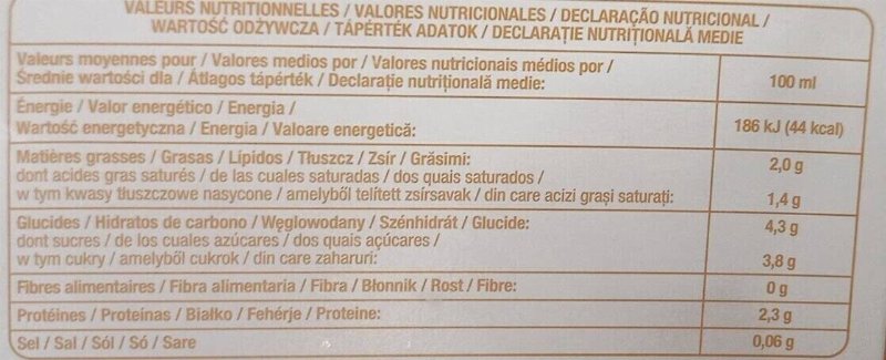 Foto da tabela nutricional