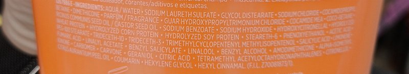Foto da lista de ingredientes