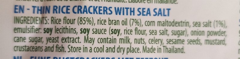 Foto da lista de ingredientes