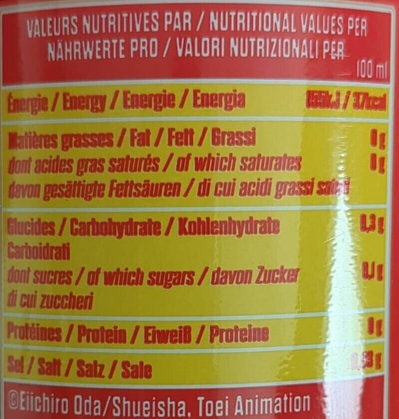 Foto da tabela nutricional