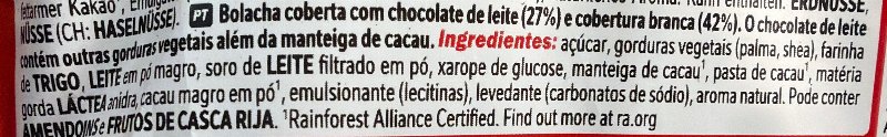 Foto da lista de ingredientes