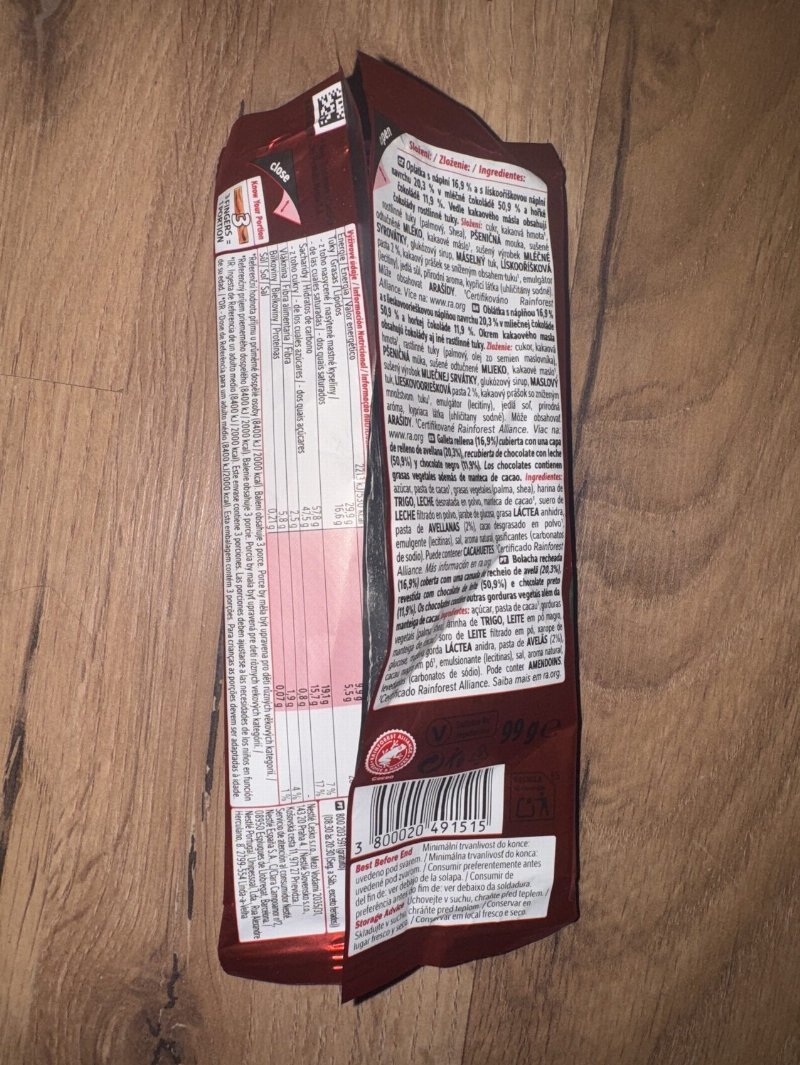 Foto da tabela nutricional