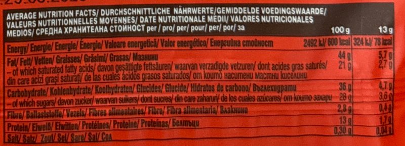 Foto da tabela nutricional
