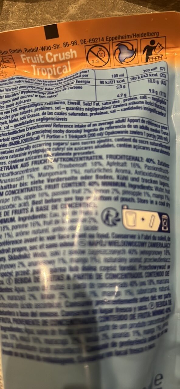 Foto da tabela nutricional