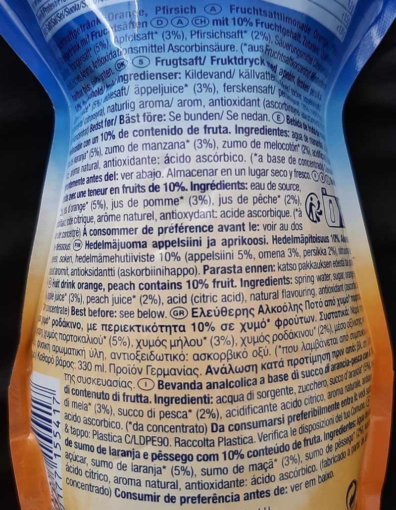 Foto da lista de ingredientes
