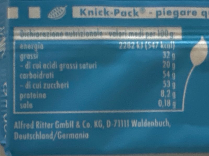 Foto da tabela nutricional