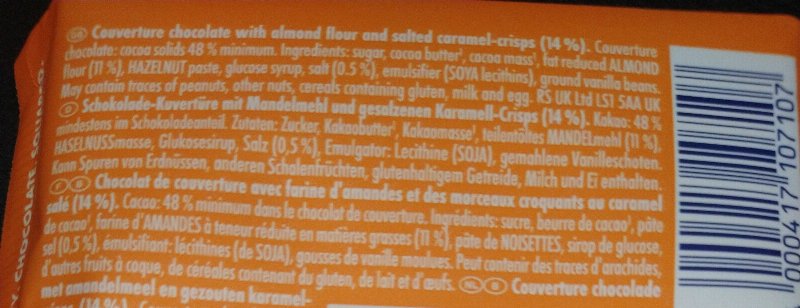 Foto da lista de ingredientes
