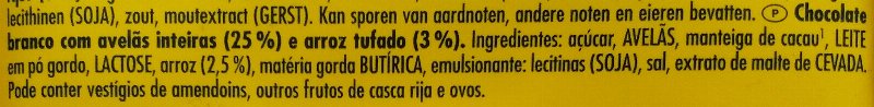 Foto da lista de ingredientes