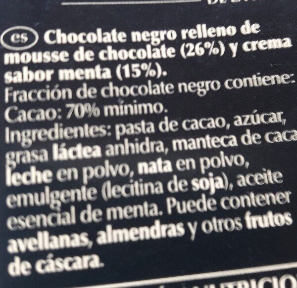 Foto da lista de ingredientes
