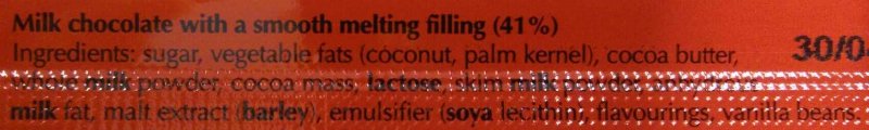 Foto da lista de ingredientes