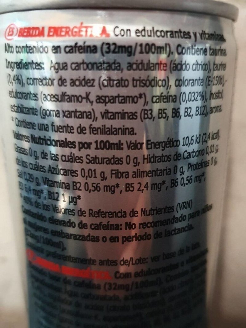 Foto da tabela nutricional