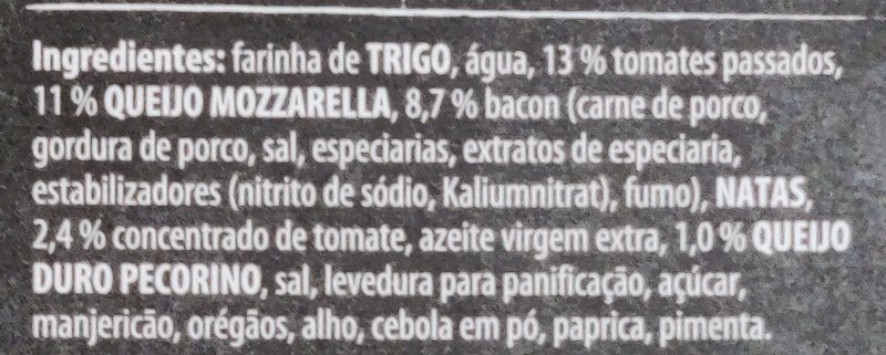 Foto da lista de ingredientes