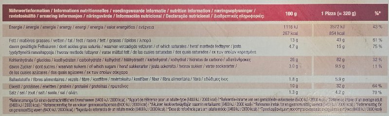 Foto da tabela nutricional