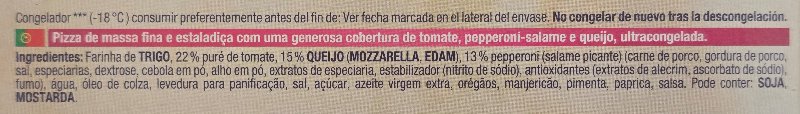 Foto da lista de ingredientes