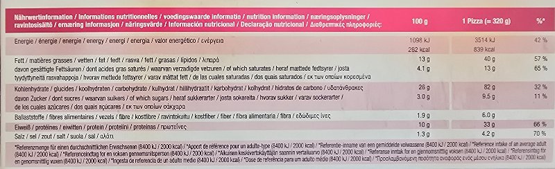 Foto da tabela nutricional