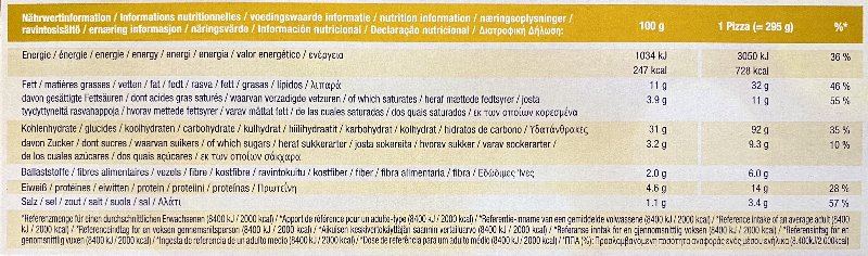 Foto da tabela nutricional