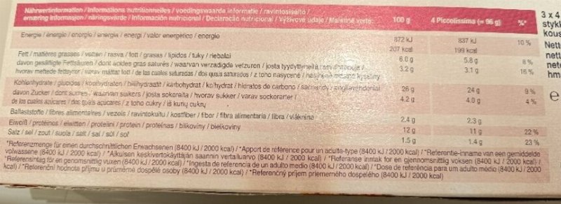 Foto da tabela nutricional