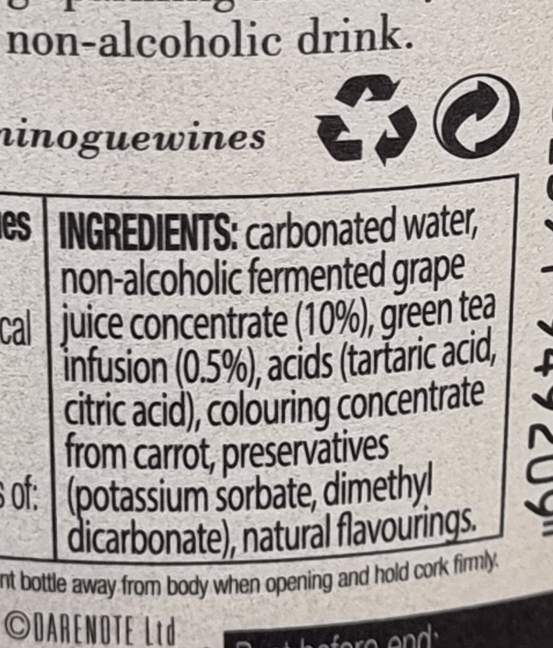 Foto da lista de ingredientes