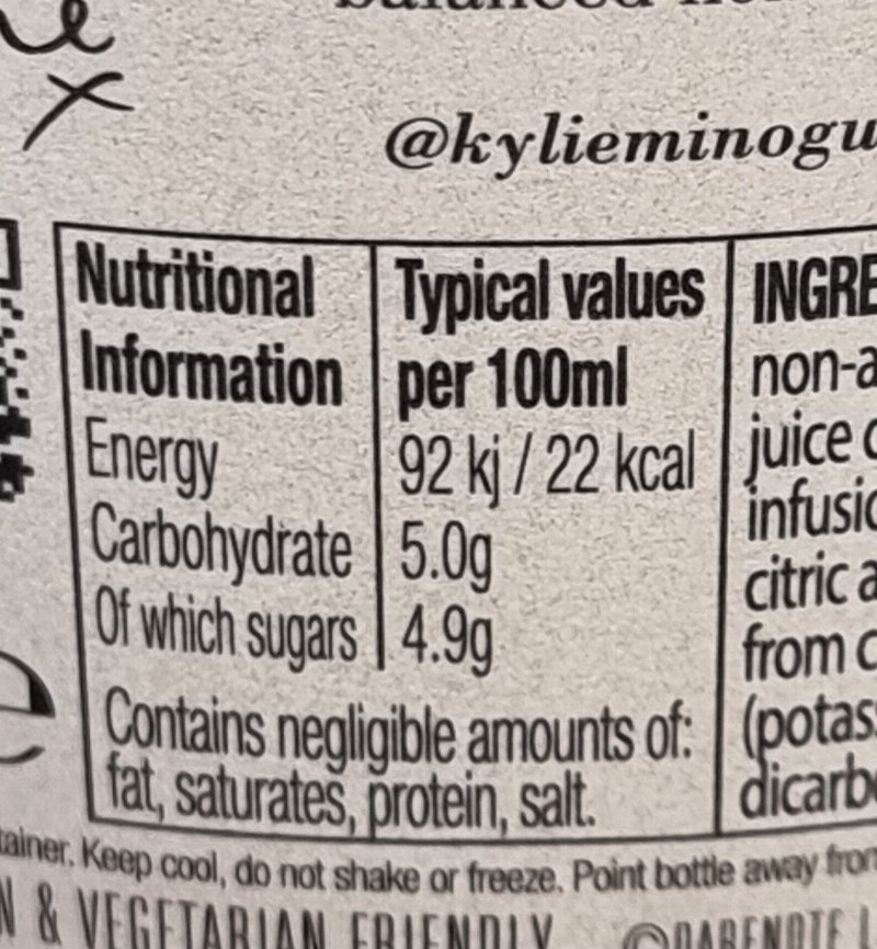 Foto da tabela nutricional