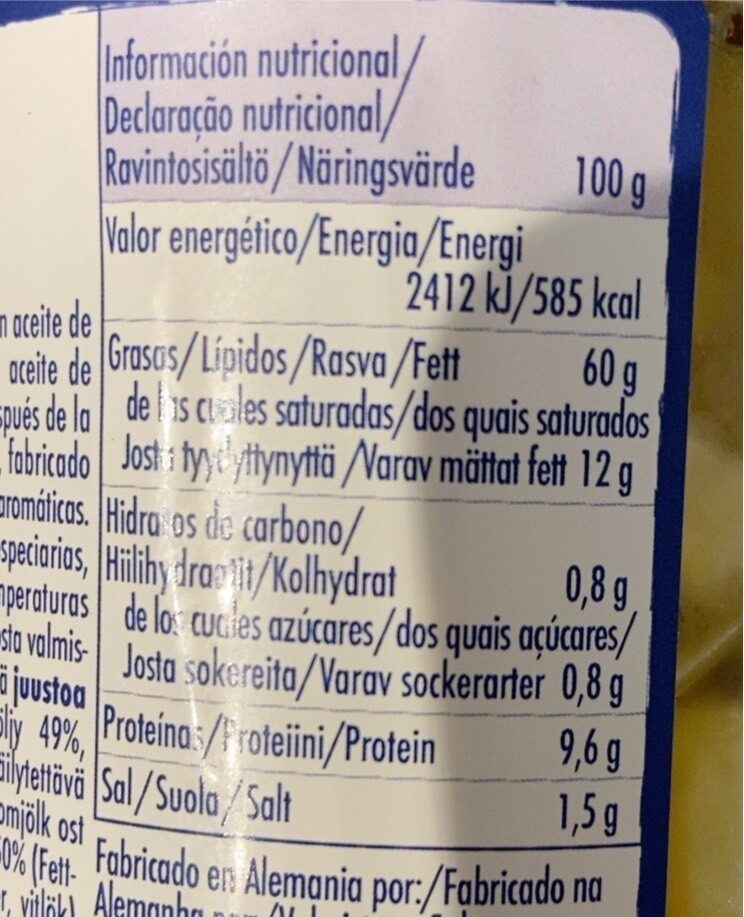 Foto da tabela nutricional