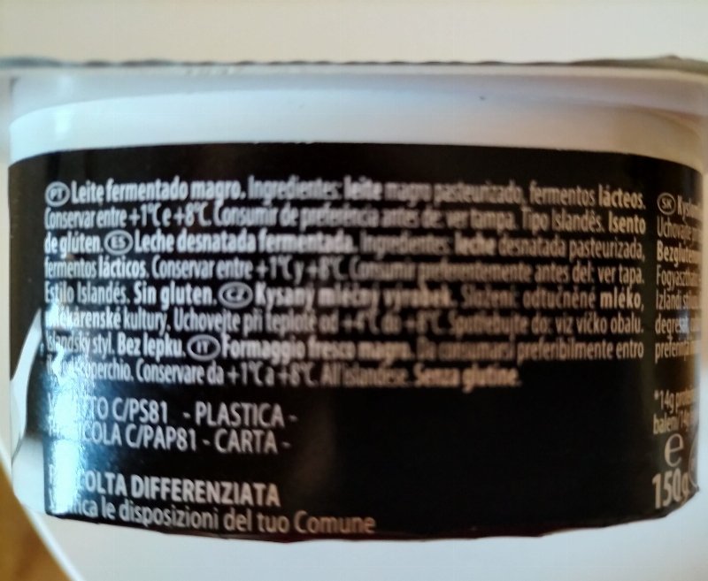 Foto da lista de ingredientes