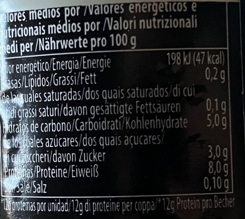 Foto da tabela nutricional