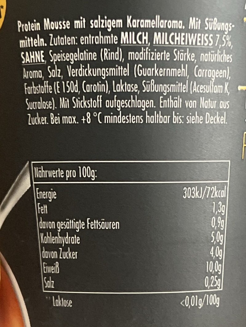 Foto da tabela nutricional