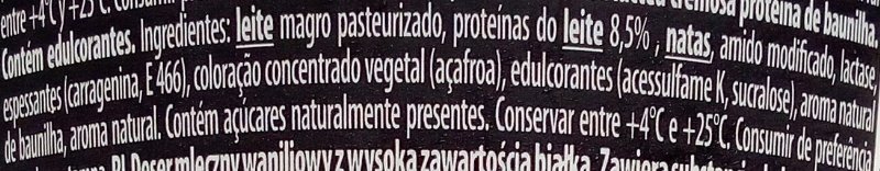 Foto da lista de ingredientes