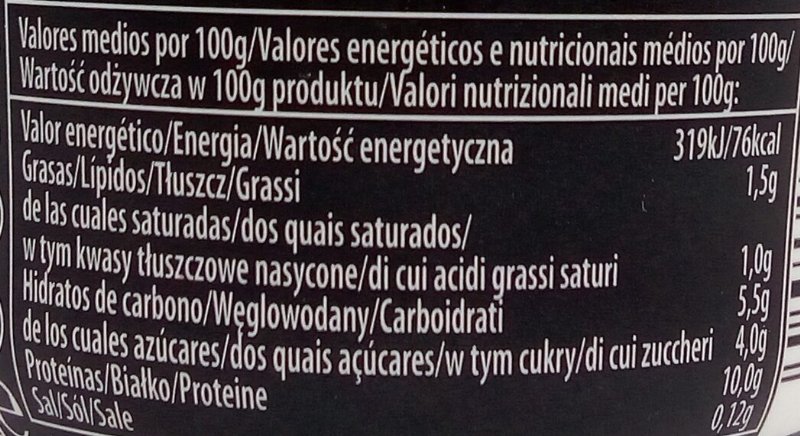 Foto da tabela nutricional