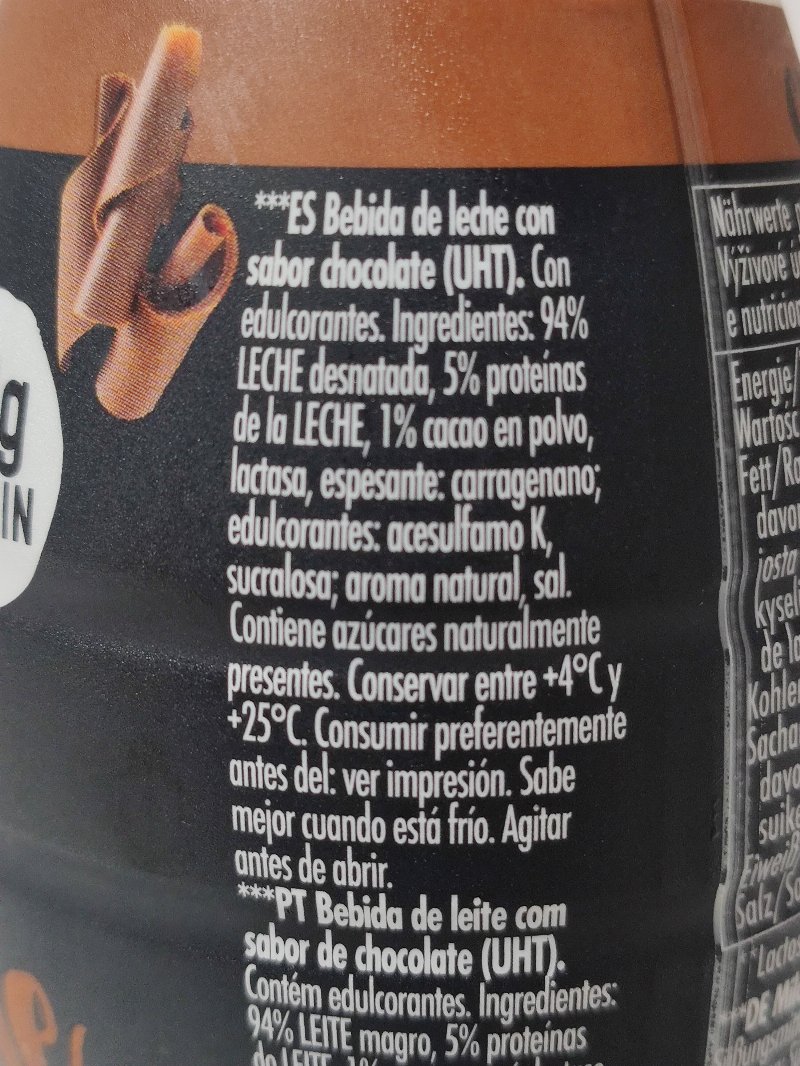 Foto da lista de ingredientes
