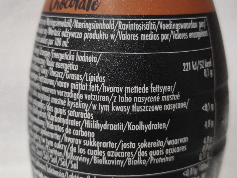 Foto da tabela nutricional