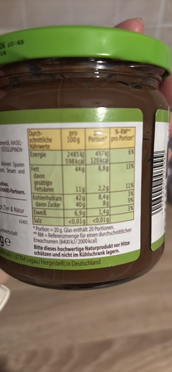 Foto da tabela nutricional