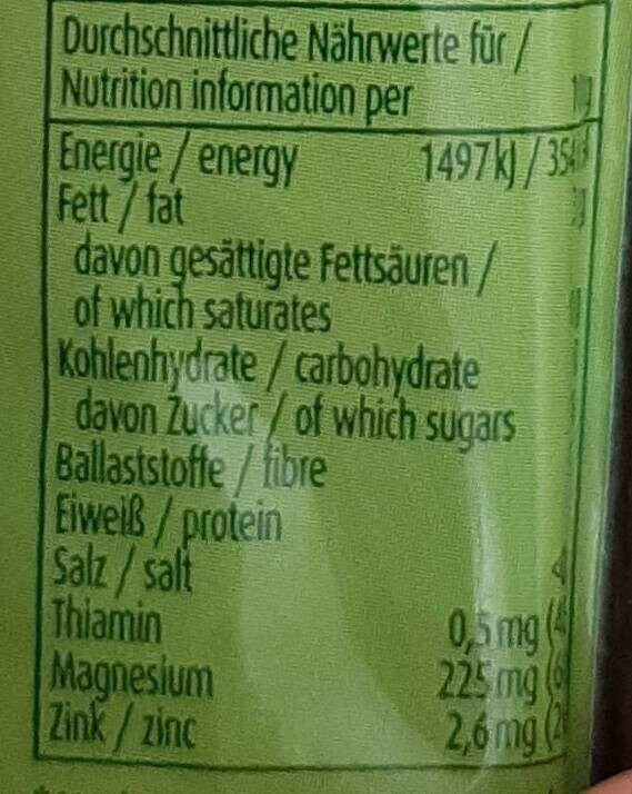 Foto da tabela nutricional