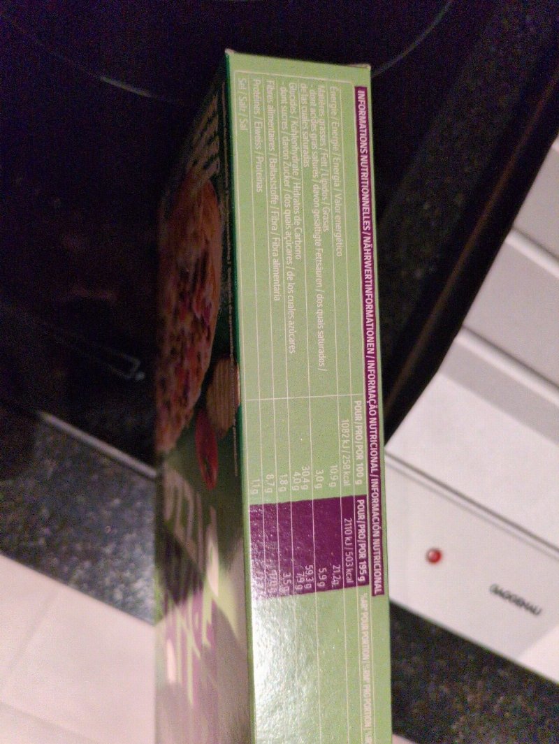 Foto da tabela nutricional