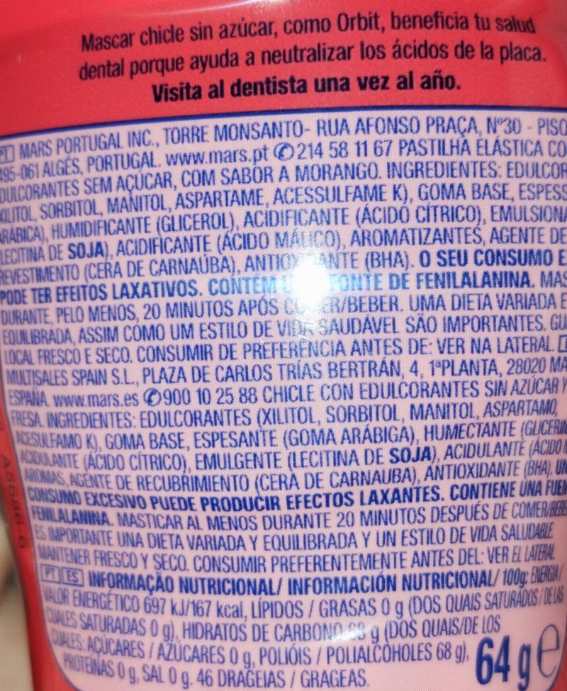 Foto da tabela nutricional
