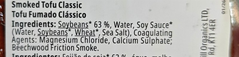 Foto da lista de ingredientes