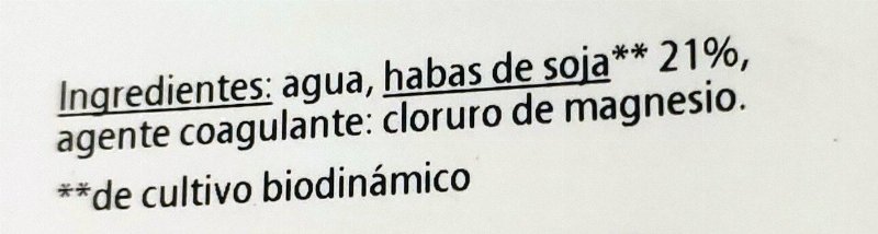 Foto da lista de ingredientes