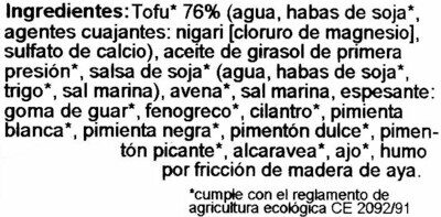 Foto da lista de ingredientes