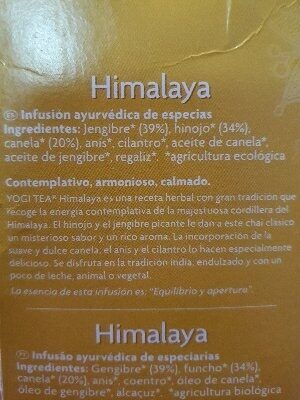 Foto da lista de ingredientes