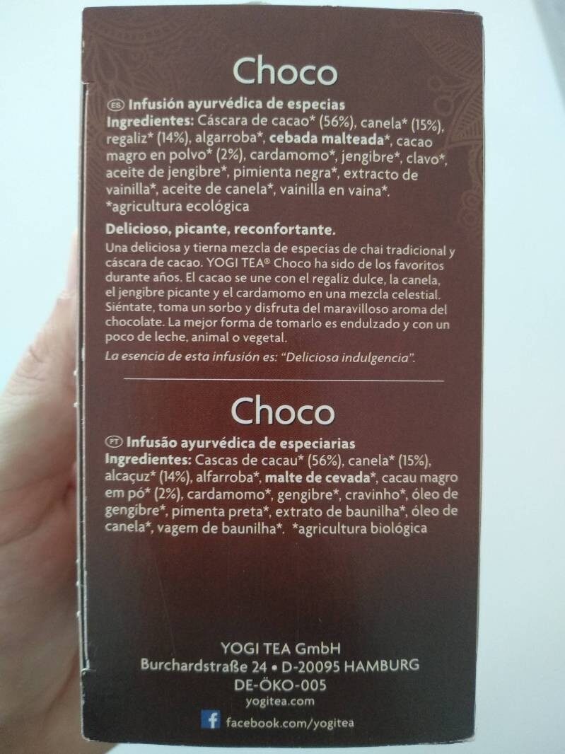 Foto da lista de ingredientes