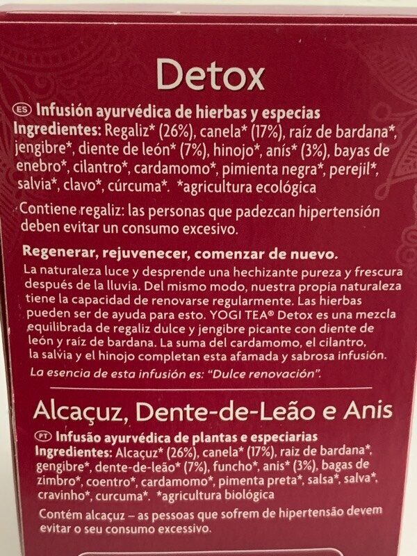 Foto da lista de ingredientes