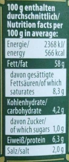 Foto da tabela nutricional