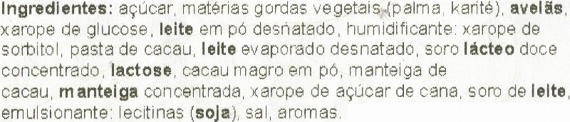 Foto da lista de ingredientes